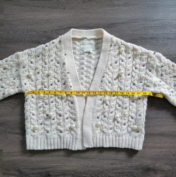 by Anthropologie Ivory Kimono in Things Party Pearl Cardigan One Size - Picture 14 of 16